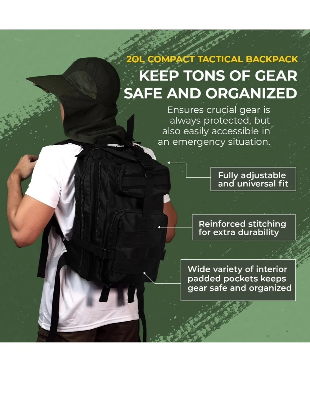 Tactical Black  Backpack Sling Bag
